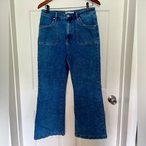 Risen Extra High-Rise Crop Flare Jeans - Size 31